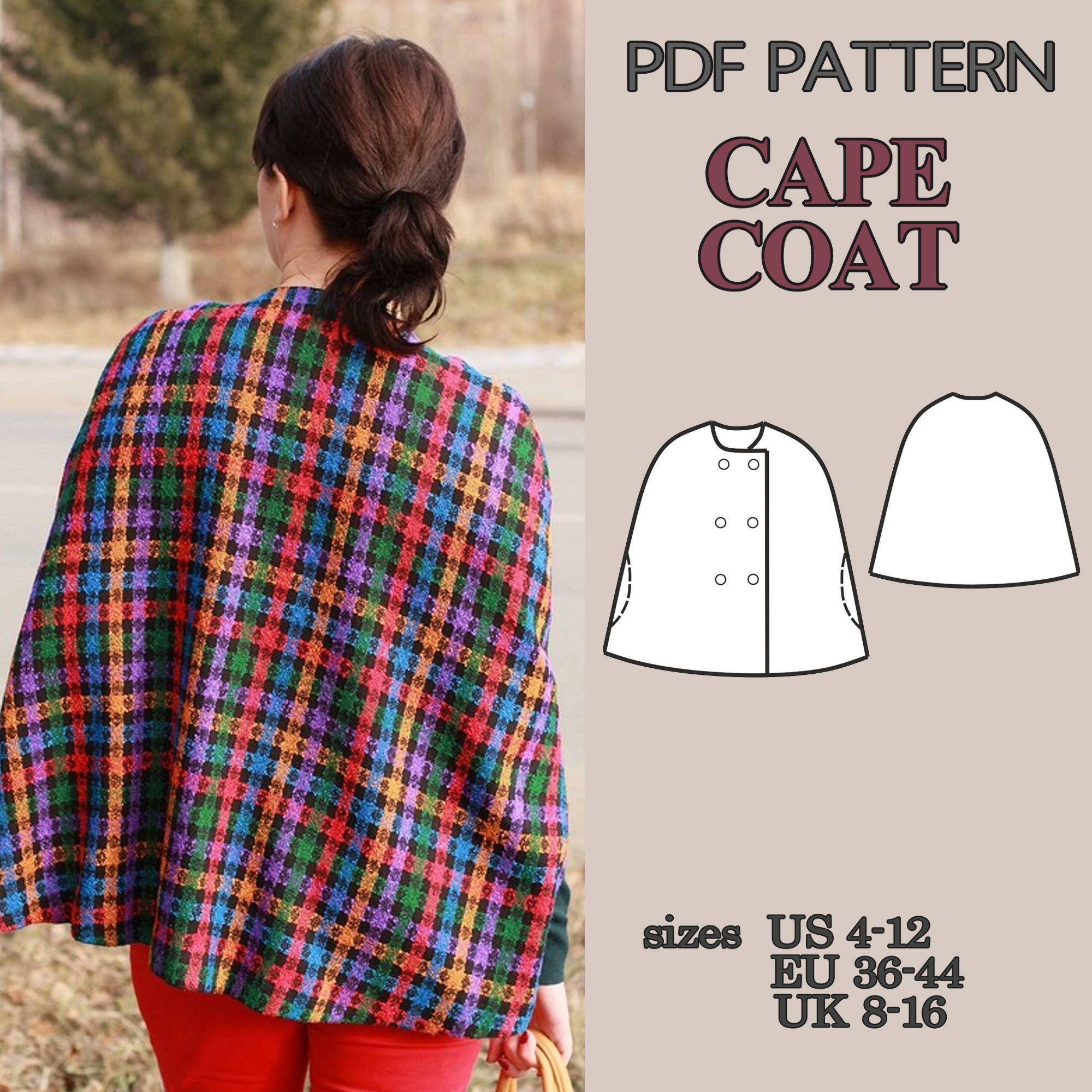 Vintage Sewing Pattern Womens, Cape Coat Pattern, Poncho Pattern, Cloak ...