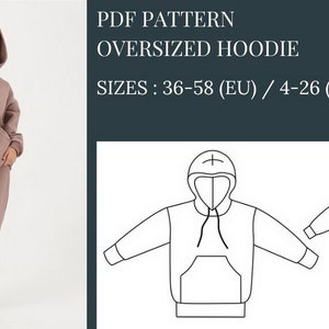 Women Hoodie Pattern, Sewing Patterns, Pattern Sewing, Plus size sewing patterns, pdf Sewing Patterns, Sewing Pattern Hoodie, PDF Pattern, Oversized Hoodie Sewing Pattern, Loungewear clothes sewing patterns, Plus Size sport patterns