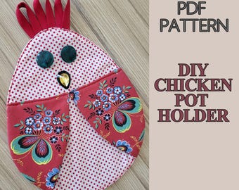 Easter Chicken Pot Holder Sewing Pattern PDF | Hen Pot Holder Pattern | Kitchen Chicken Potholder DIY | Easter Kitchen Decor Gift