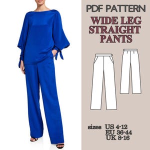Hose mit weitem Bein Schnitt, Hosen Schnittmuster, Hose Muster, Patterns Nähen, PDF Schnittmuster, Schnittmuster, Schnittmuster für Frauen