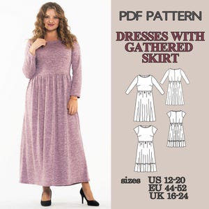 PDF Sewing Pattern Dress Set, Midi and Maxi Dress Patterns, Ruffle Hem Dress, Gathered Waist Dress, Short Sleeve Dress Pattern, Summer Dress image 7