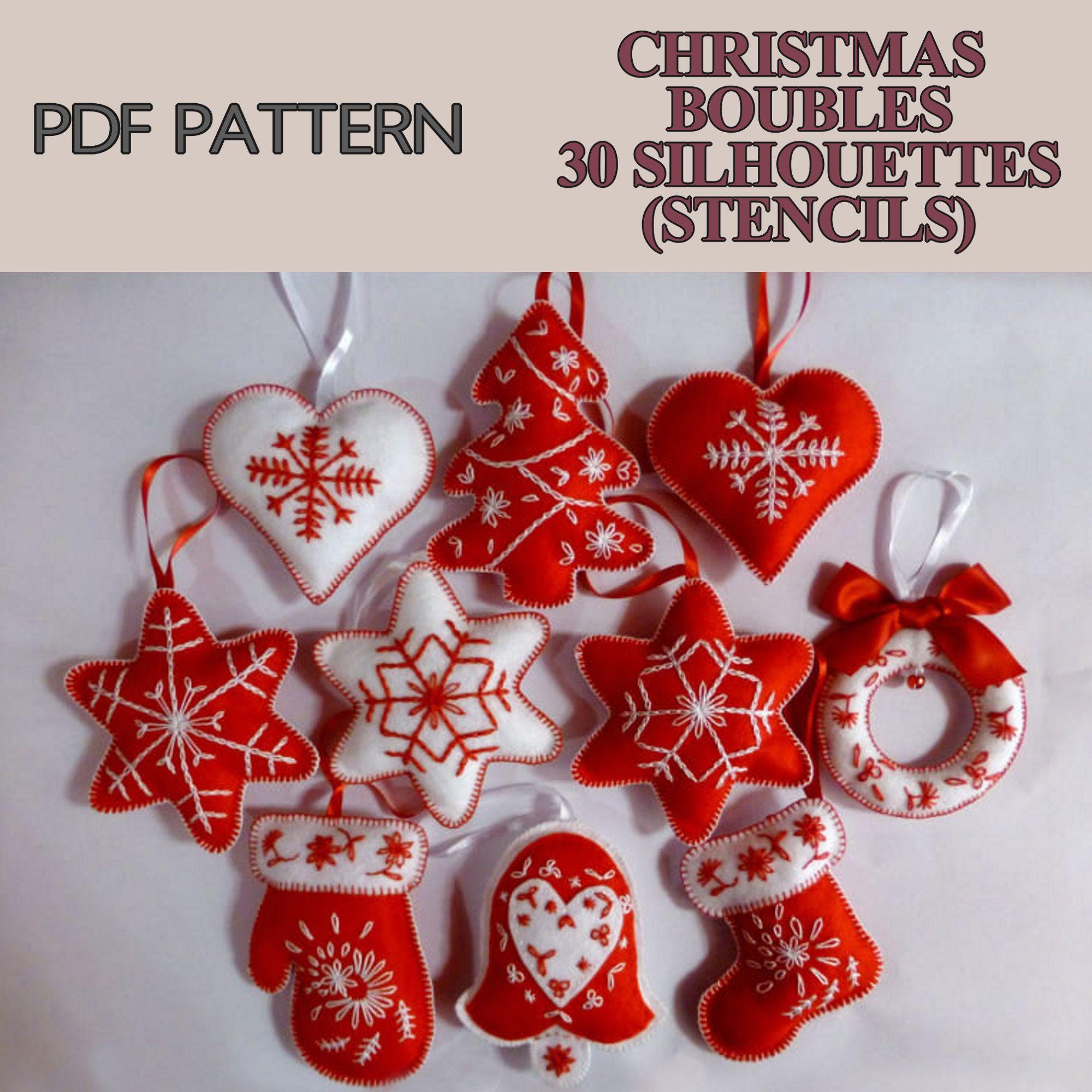 Free Silhouette Image. Christmas Baubles. Christmas Decorations. Christmas Holiday. Free Felt Patterns. DIY Christmas. Felt Sewing Pattern.