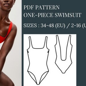 One-piece Swimsuit Pattern, Open back swimsuit sewing pattern, The Square-Neck Swimsuit Pattern, Sewing Patterns, Bathing Suits Patterns, Swimsuits Patterns, Swimsuit Pattern