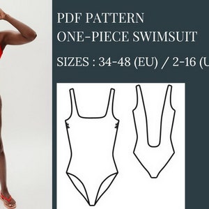 One-piece Swimsuit Pattern, Open back swimsuit sewing pattern, The Square-Neck Swimsuit Pattern, Sewing Patterns, Bathing Suits Patterns, Swimsuits Patterns, Swimsuit Pattern