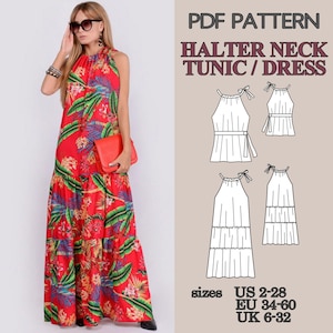 Pillowcase Dress Pattern Plus Size Sewing Patterns Pattern Sewing PDF Sewing Patterns Halter Neck Dress Pattern Halter Neck Tunic Pattern