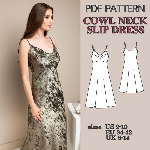 Cowl Neck Slip Dress Pattern PDF, Maxi Dress Sewing Pattern, Bias Cut Dress,  Backless Evening Dress - Etsy