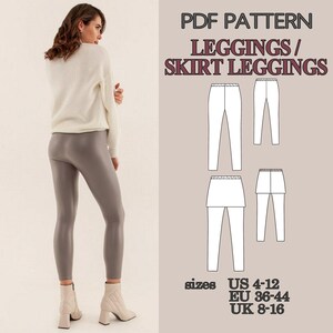 Leggings Sewing Pattern PDF, Yoga Pants Pattern, Skirted Leggings Pattern, Workout Leggings, Activewear Pattern Women Pants Pattern Trousers image 10