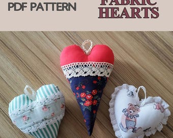 Fabric Heart Sewing Pattern PDF, Heart Pincushion Tutorial, Valentine Gift DIY, Stuffed Heart Ornament, Video Guide, Stuffed Heart Tutorial