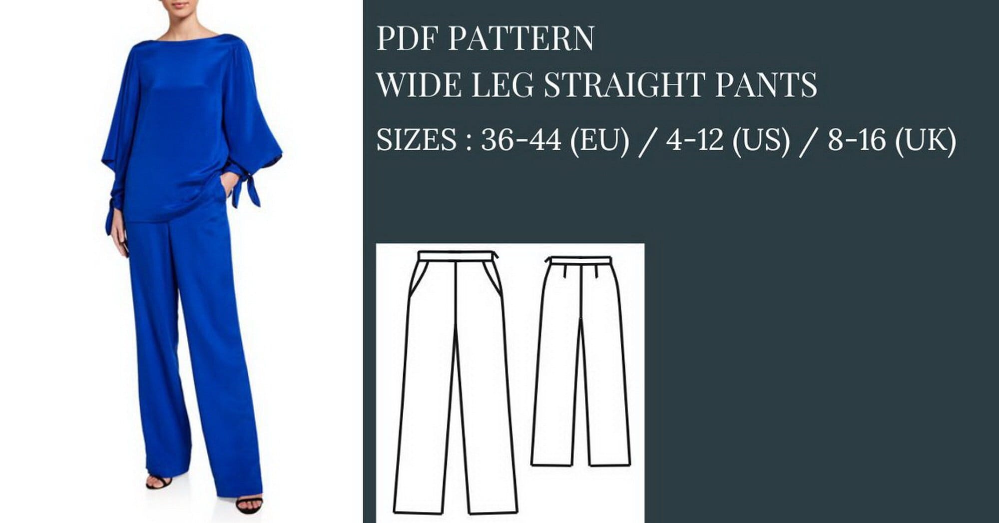 Wide Leg Pants Pattern, Pants Pattern, Trousers Patterns, Patterns Sewing,  PDF Sewing Patterns, Sewing Patterns, Sewing Patterns for Women -   Canada