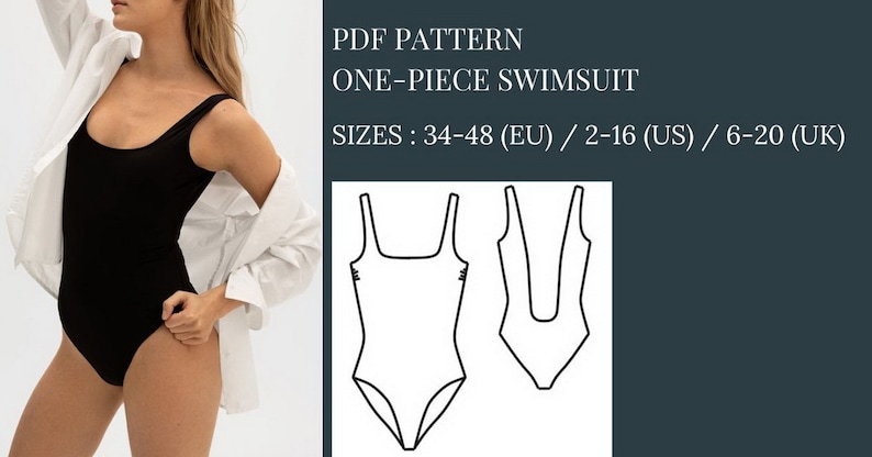 One-piece Swimsuit Pattern, Open back swimsuit sewing pattern, The Square-Neck Swimsuit Pattern, Sewing Patterns, Bathing Suits Patterns, Swimsuits Patterns, Swimsuit Pattern