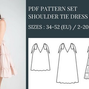 Shoulder Tie Dress Pattern Tiered Dress Sewing Pattern PDF V-neck ...