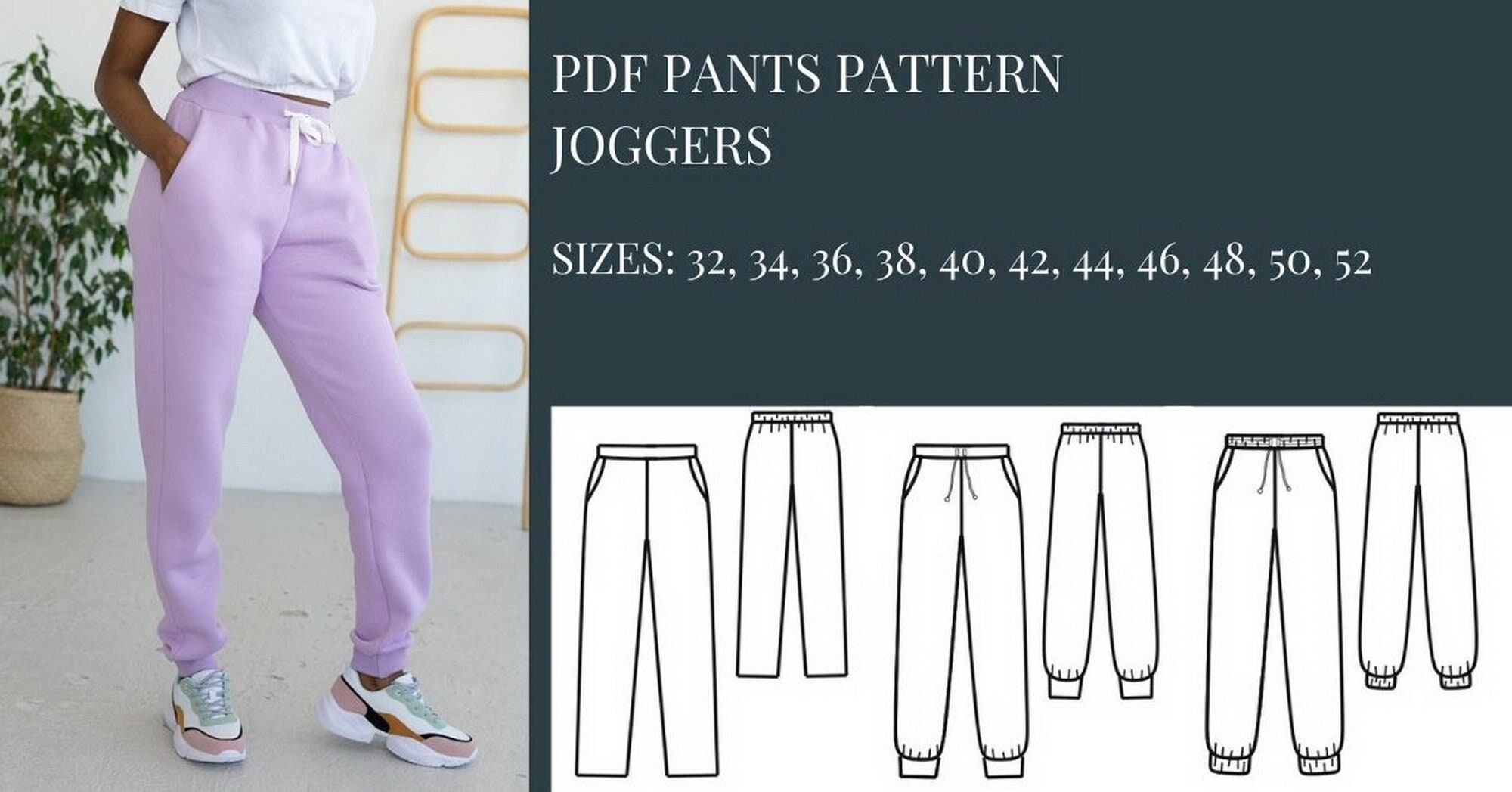 PDF Jogger Pants Sewing Pattern Women EU Size Xs-xl US 2-14, Instant  Download, A4, Us Letter, Beginner Friendly, Sweatpant Women Pattern 