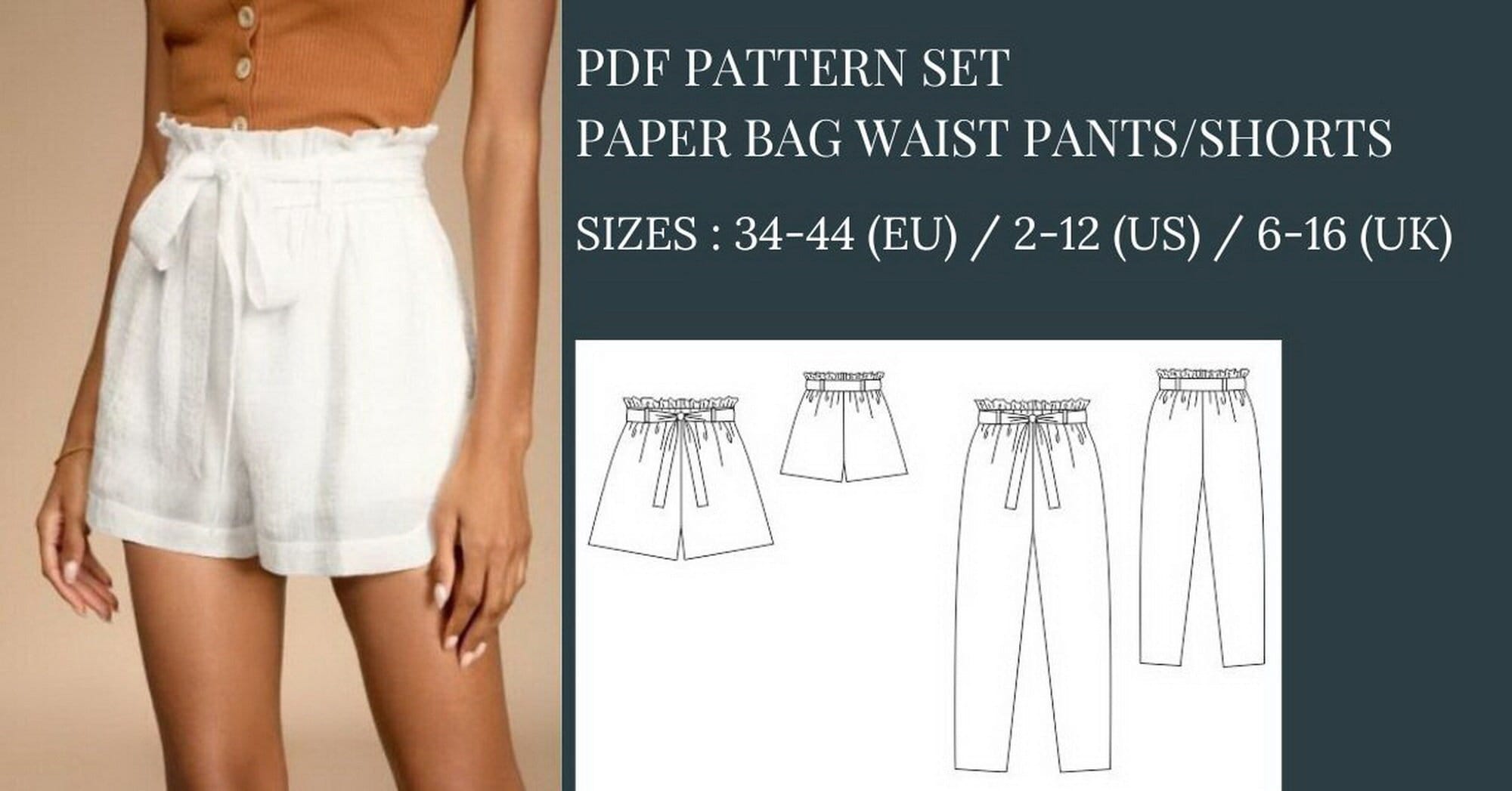 Paper bag short pattern sale