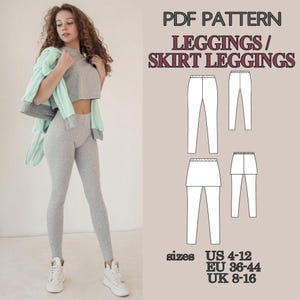 Leggings Sewing Pattern PDF, Yoga Pants Pattern, Skirted Leggings Pattern, Workout Leggings, Activewear Pattern Women Pants Pattern Trousers image 4