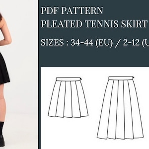 Mini Skirt Sewing Pattern, Pleated Tennis Skirt Pattern, Sewing Pattern, Pattern Sewing, PDF Sewing Pattern, Highwaisted Mini Skirt Pattern, Skater Skirt Pattern, Girls skirt sewing pattern, School skirt sewing pattern, Office skirt sewing pattern