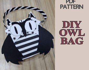 Owl Bag Sewing Pattern PDF | Kids Crossbody Bag Pattern | Felt & Fabric Patchwork Owl Purse DIY | Beginner Sewing Pattern
