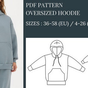 Women Hoodie Pattern, Sewing Patterns, Pattern Sewing, Plus size sewing patterns, pdf Sewing Patterns, Sewing Pattern Hoodie, PDF Pattern, Oversized Hoodie Sewing Pattern, Loungewear clothes sewing patterns, Plus Size sport patterns