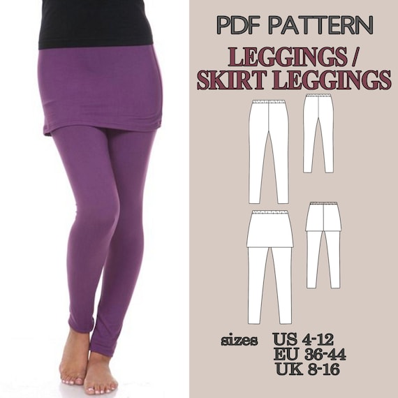 Leggings Sewing Pattern PDF, Yoga Pants Pattern, Skirted Leggings Pattern, Workout Leggings, Activewear Pattern Women Pants Pattern Trousers