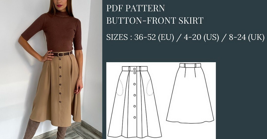 Button front top midi skirt pattern
