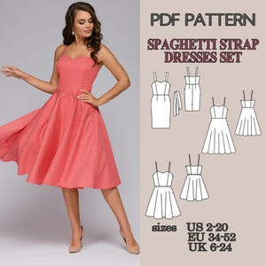 Dress Pattern, Sewing Pattern Dress, Pattern Sewing, Strap Dress Pattern, PDF Sewing Patterns, Dress Sewing Pattern, Vintage Dress Pattern
