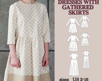 fabric patterns for dresses Two Tone Maxi Dress Sewing Pattern main image 0