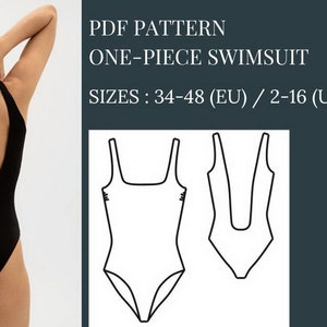 One-piece Swimsuit Pattern, Open back swimsuit sewing pattern, The Square-Neck Swimsuit Pattern, Sewing Patterns, Bathing Suits Patterns, Swimsuits Patterns, Swimsuit Pattern