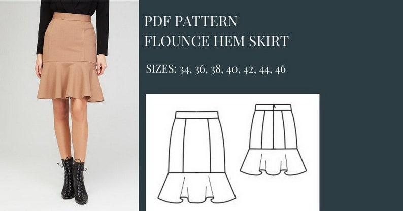 Flounce Hem Skirt Pattern Sewing Pattern Pattern Sewing PDF - Etsy