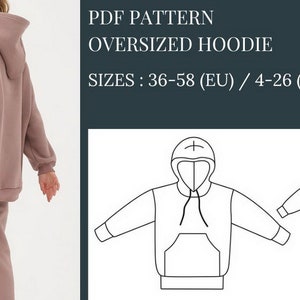 Women Hoodie Pattern, Sewing Patterns, Pattern Sewing, Plus size sewing patterns, pdf Sewing Patterns, Sewing Pattern Hoodie, PDF Pattern, Oversized Hoodie Sewing Pattern, Loungewear clothes sewing patterns, Plus Size sport patterns