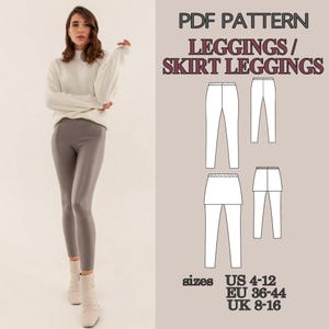 Leggings Sewing Pattern PDF, Yoga Pants Pattern, Skirted Leggings Pattern, Workout Leggings, Activewear Pattern Women Pants Pattern Trousers image 9