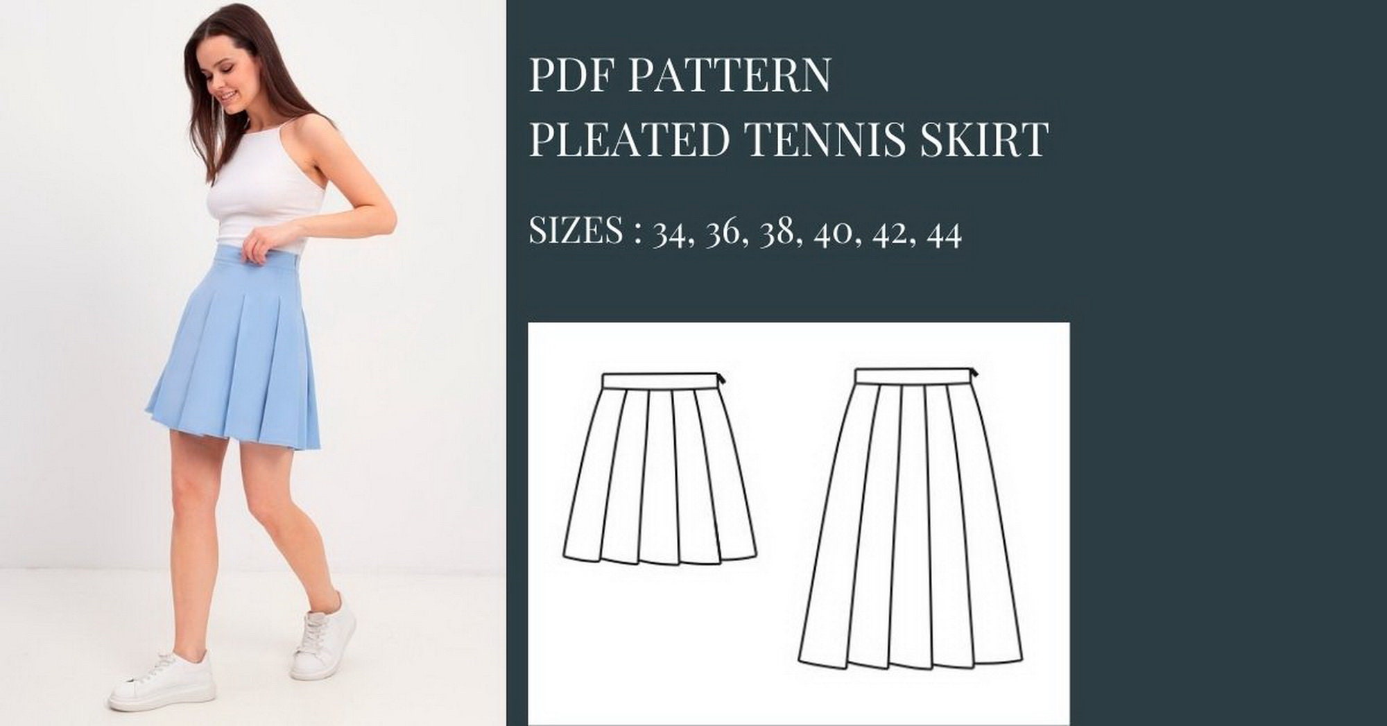 Pleated Tennis Skirt Pattern Sewing Pattern Pattern Sewing - Etsy