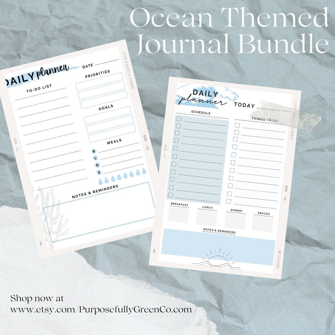BUNDLE Set of 10 Ocean Themed Journal Printable / Printable PDF Journal ...