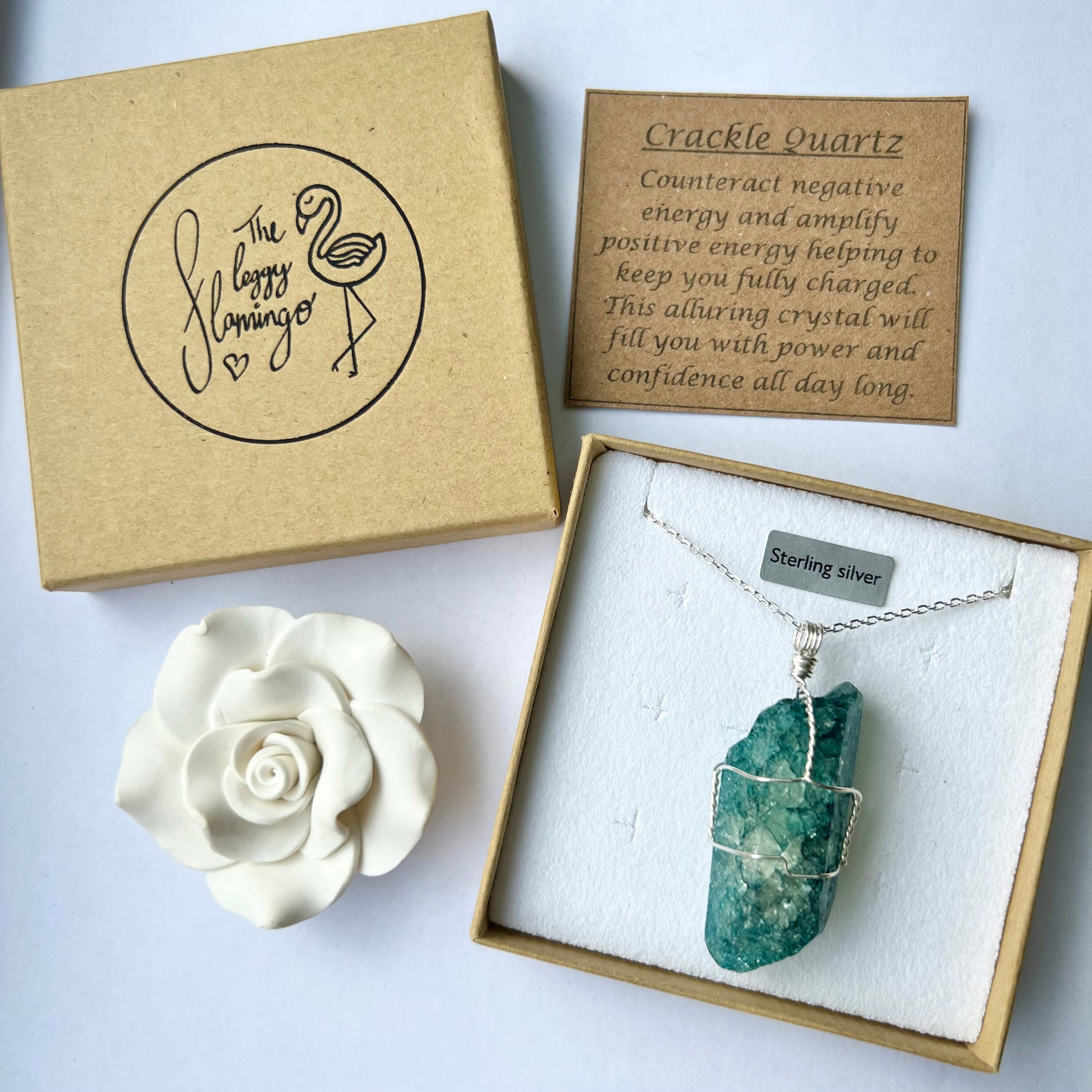 Pendentif Vintage En Argent Avec Malachite Et Pierre De Lune - Chaîne Incluse - Occasion
