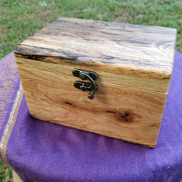 Multi colored wooden box made from reclaimed pallet wood w/ bronze hinges  by Yancy Cooper