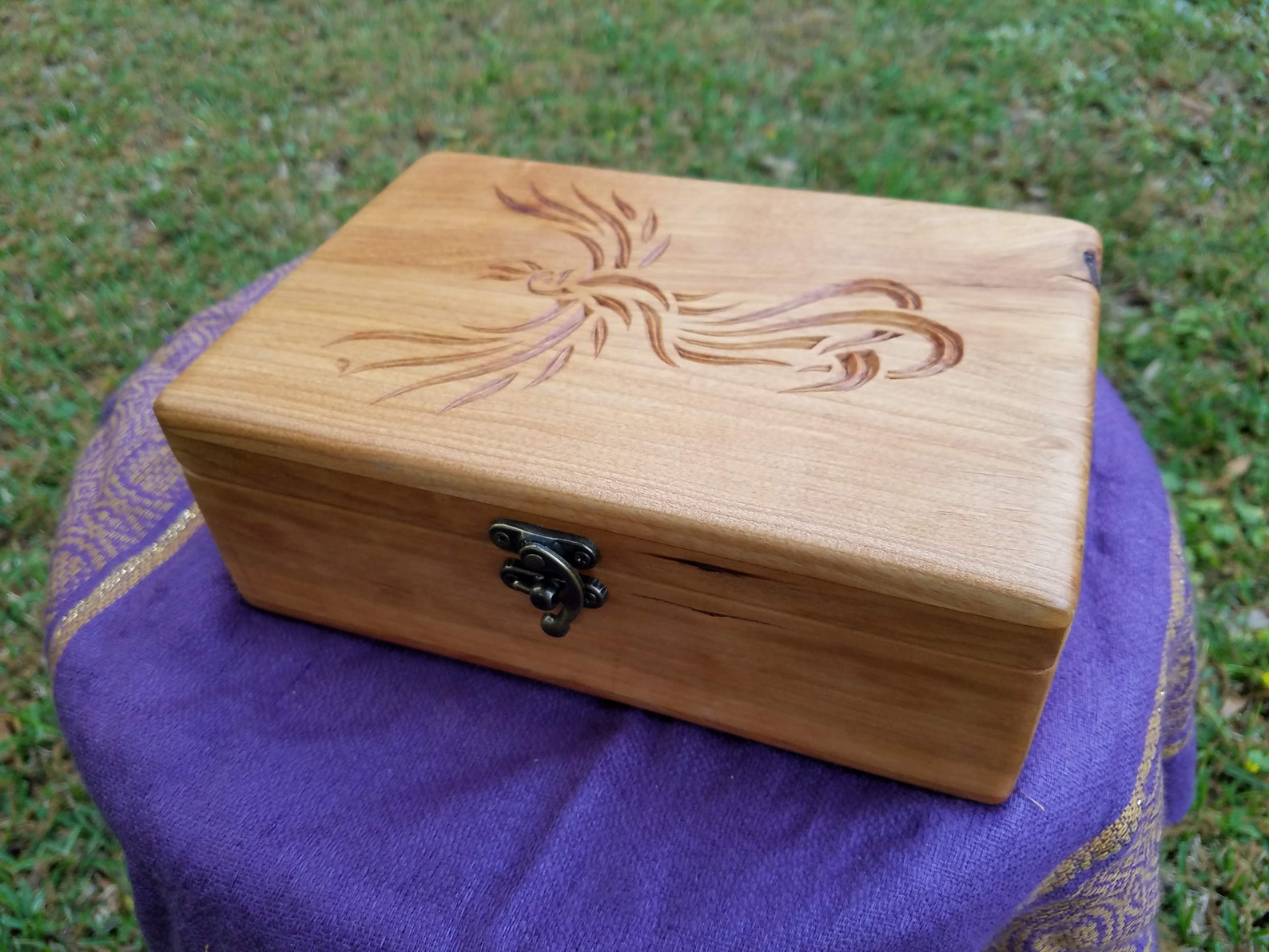 Wooden box w/ carved firebird made from reclaimed pallet wood | Etsy