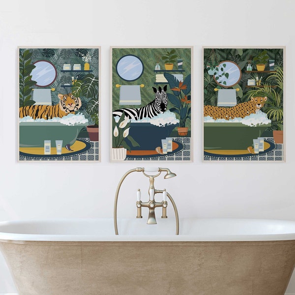 Bathroom Pictures Animals Jungle - Etsy