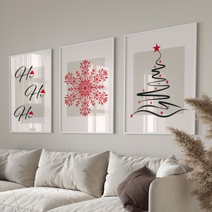 Christmas Gallery Set of 3 Prints, Trendy Christmas Print Set, Modern Xmas Printable Wall Art, Aesthetic Christmas Decor,