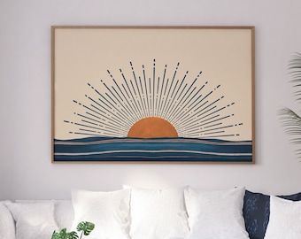 Sunshine Wall Art, Boho Sun Art, Digital Print, Minimalist Art, Modern Sun Poster, Printable Boho Wall Art, Above Bed Art, Sunshine Print