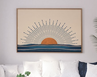 Sunshine Wandkunst, Boho Sun Art, Digitaldruck, minimalistische Kunst, moderne Sonne Poster, druckbare Boho Wandkunst, über dem Bett Kunst, Sunshine Print