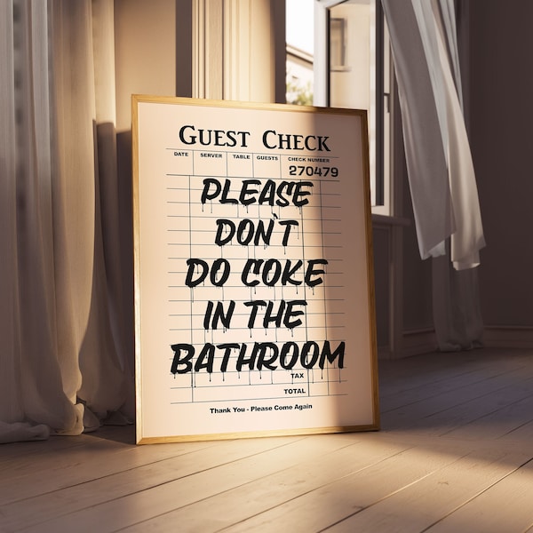 Bitte nicht Cola im Badezimmer nehmen | Wandkunst | Badezimmer Druck | Trendige Wandkunst | Herunterladbarer Druck | Retro Wandbild