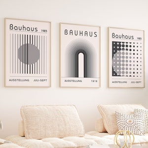Bauhaus Poster Printable Wall Art, Exhibition Poster Bauhaus Print Set Of 3, Trendy Wall Art, Above Bed Art, Retro Wall Art,