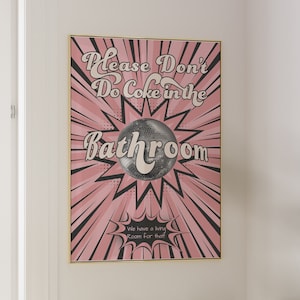 Retro Wall Art, Trendy Don&#39;t Do Coke In The Bathroom Print,  Digital Download, Modern Apartment Decor Aesthetic, Cute Art