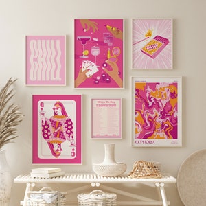 Y2k Print set of 6, Trendy Wall Art, Aesthetic Posters, Preppy Room Decor, Funky Posters, Printable Wall Art, Apartment Art Prints