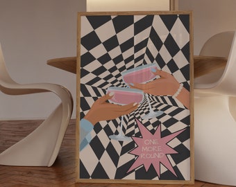 Funky Cocktail Print, Retro Wall Art, Trendy Poster Aesthetic, Groovy Wall Art, 70's Wall Art, Digital Download