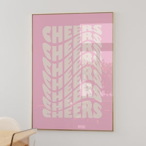 Poster tendance pour chariot de bar | Impression rose mignonne | Chariot de bar | Art mural bohème coloré | Décoration d'appartement d'art de bar imprimable | Art mural imprimé bar