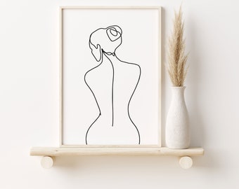 Naked Woman Line Art, Boho Chic Wall Art Printable Abstract Art Print Minimalist Art Line Art Modern Wall Art Poster Print Bedroom Decor