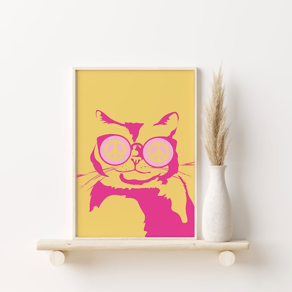 Funky Cat Art Etsy