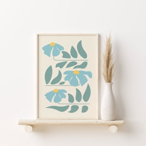 Boho Flower Print, Cute Daisy Print, Retro Flower Poster, Digital Print, Boho Flower Art, Abstract Botanical Wall Art, Colorful  Wall Art