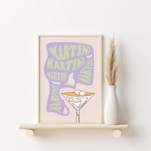 Trendy Wall Art Retro Martini Poster, Pastel Wall Art, Purple Aesthetic Edgy Decor, Colorful Wall Print, Cool Funky Modern Poster Dowonload