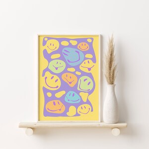 Smiley Print, Funky Retro Wall Art,  Retro Indie Pop Art, Instant Download, Printable Poster Colorful Art Print, Dorm Decor, Collage Poster
