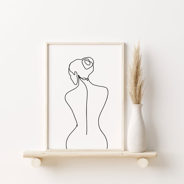 Naked Woman Line Art, Boho Chic Wall Art Printable Abstract Art Print Minimalist Art Line Art Modern Wall Art Poster Print Bedroom Decor
